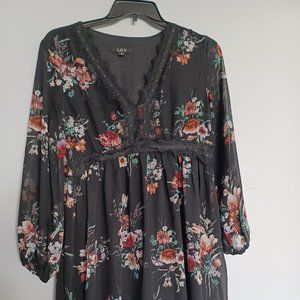 Black Floral Dress With Lace Embellishment